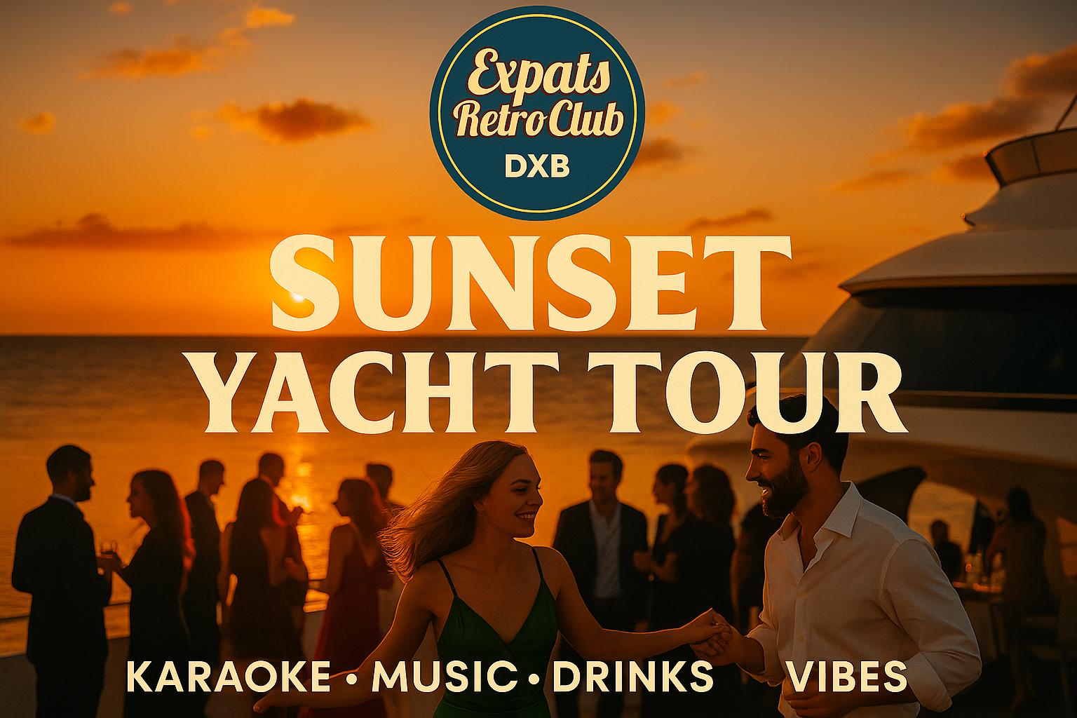 Sunset yacht party in Dubai with dancing, karaoke, and retro music